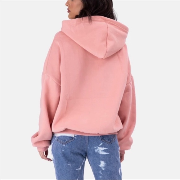 Adika Pink Eyes Novelty Graphic Trendy Pullover Oversized Hoodie Sweatshirt - Picture 4 of 10